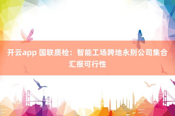 开云app 国联质检：智能工场跨地永别公司集合汇报可行性