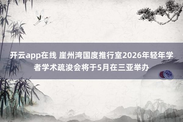 开云app在线 崖州湾国度推行室2026年轻年学者学术疏浚会将于5月在三亚举办