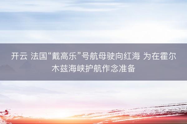开云 法国“戴高乐”号航母驶向红海 为在霍尔木兹海峡护航作念准备