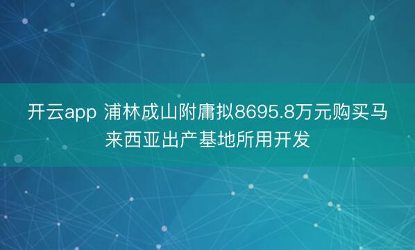 开云app 浦林成山附庸拟8695.8万元购买马来西亚出产基地所用开发